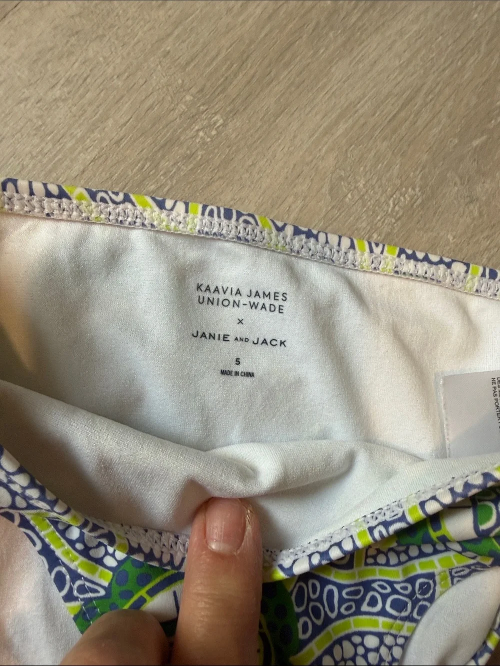 Janie and Jack White Swim set  with Blue and Lime Trim